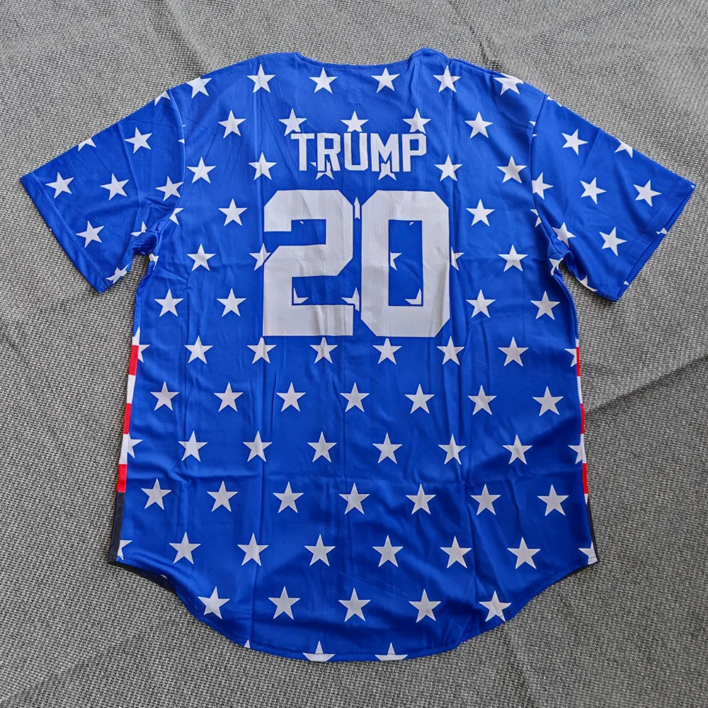 Trillest Donald Trump 45th USA President Printed Blue Baseball Jersey Commemorative Edition