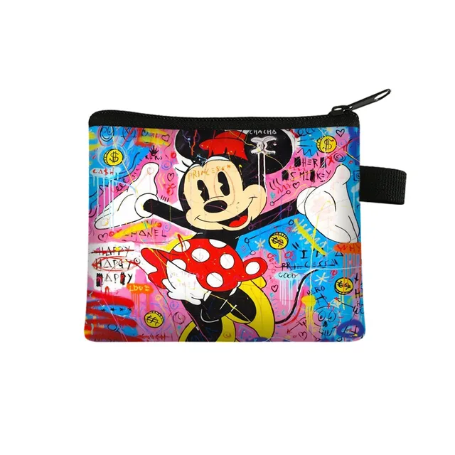 Disney Mickey Kids Coin Purse Kawaii Wallet Portable Card Holder Mickey Cute Print Polyester Key Storage Bag Frog Wallet 06