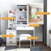 Makeup Vanity Set with Mirror and Light, Storage Drawer, Chair and Shelf, Adjustable Brightness Makeup Vanity with Light 4