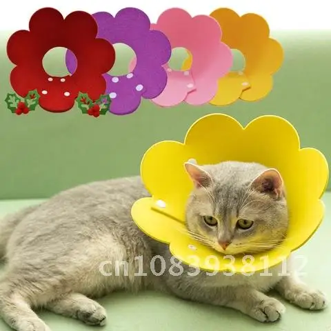 

Collar Neck Cone Recovery Adjustable Pet Elizabeth Felt Protective Anti-bite Cats Dogs Medical Wound Healing Accessory
