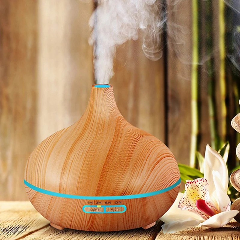 

500 ML Intelligent Colorful Light Wood Grain Aromatherapys Machine Household Mist-Aromatherapy Humidifier Bedroom Air Purifier