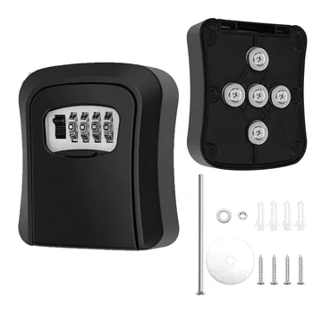 Magnetic Key Holder with Lock Plastic Magnet Car Key Lock Box Hidden Under Car Secure 4-digit Combination with Resettable Code 1