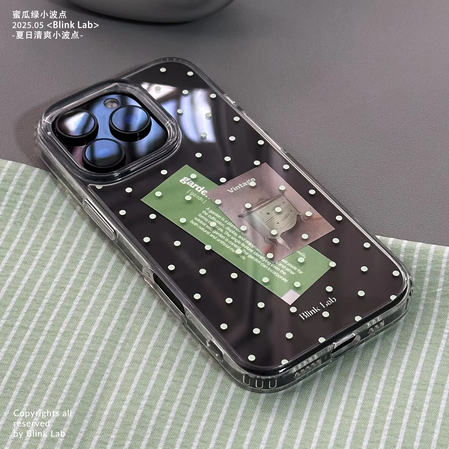 Korean-Style Full Screen Polka Dots Clear Phone Case, Y2K Inspired Cover