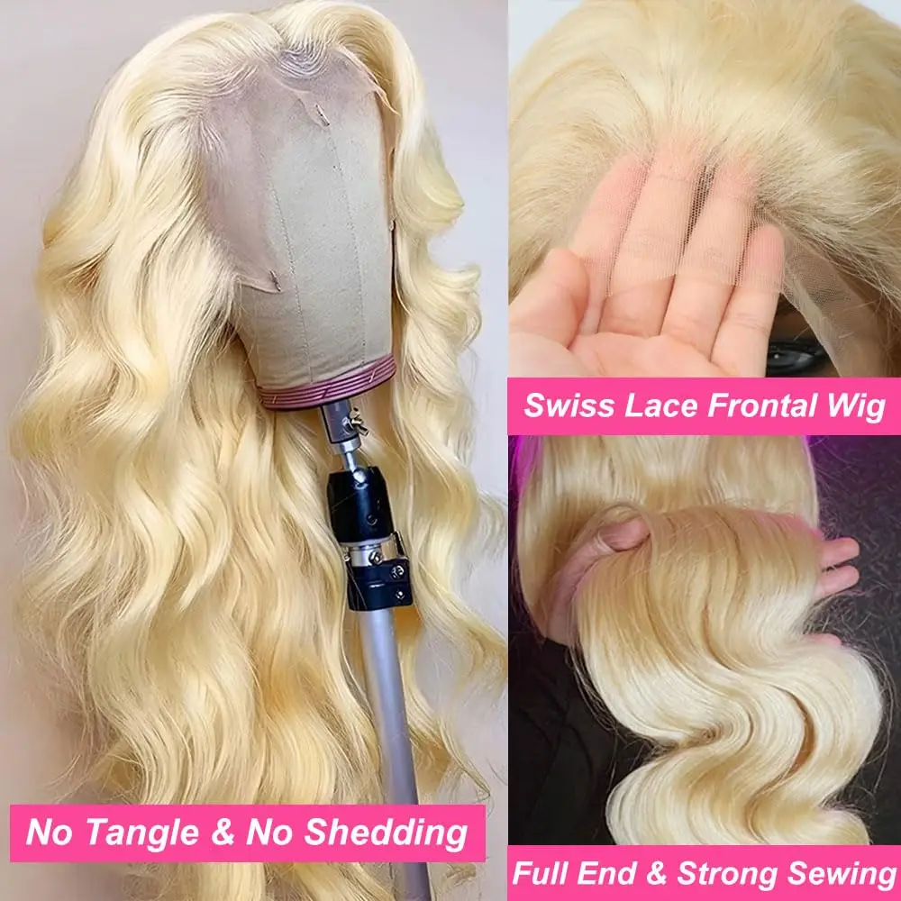 13x4 613 Lace Front Wig Human Hair 200% Density Body Wave Blonde Lace Front Wigs 22 Inch 613 Blonde Wig Human Hair Pre Plucked