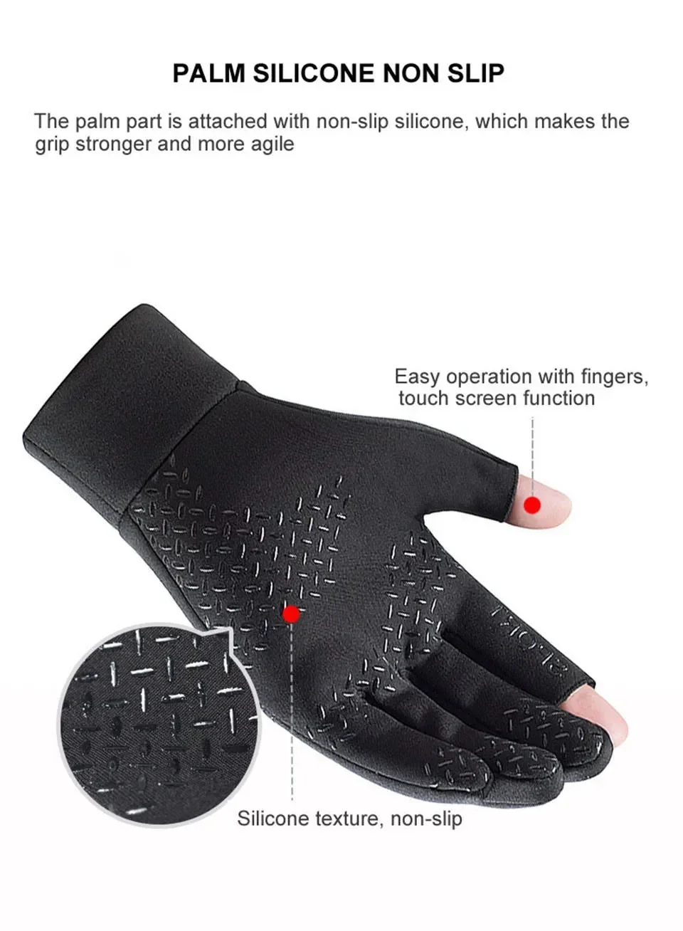 Description Picture 6 of itemWinter Fishing Men's Gloves Women Cycling Skiing Warm Anti-Slip Gloves for Sports Touch Screen Two Fingers Cut Outdoor Angling