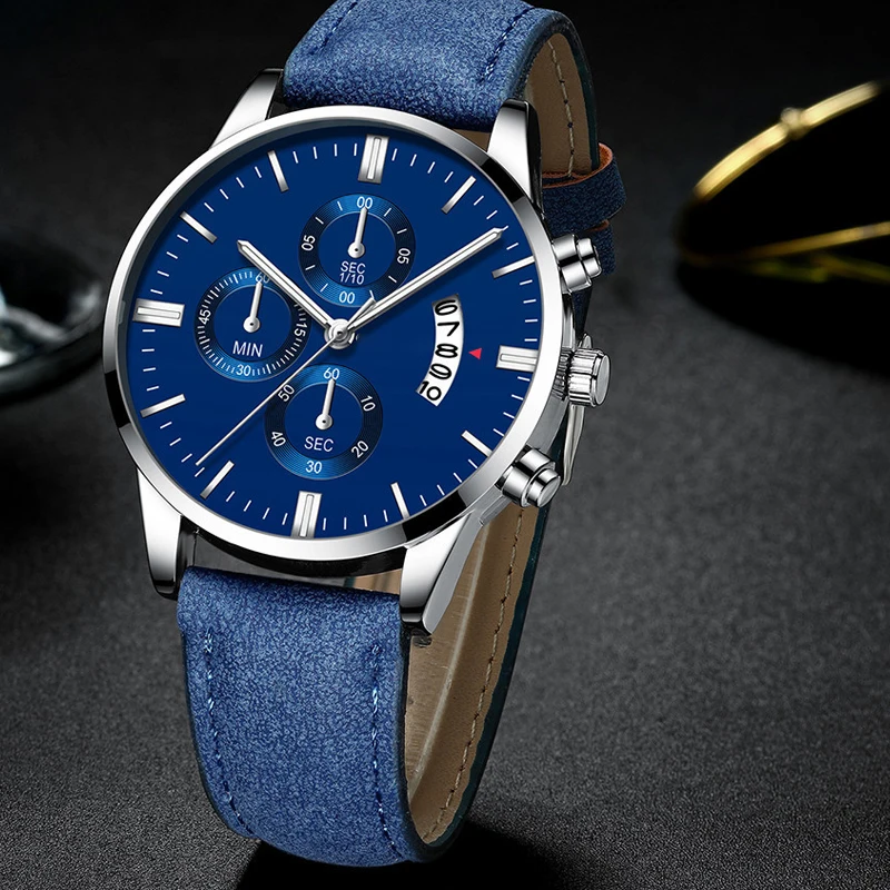 Men's Business Watch Top Fashion Brand Luxury Male Quartz Watches Minimalist Casual Leather Strap Calendar Wristwatch Men Clock 5