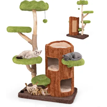 LUCK PETSITE 55" Multi-Level Wood Cat Tree 1