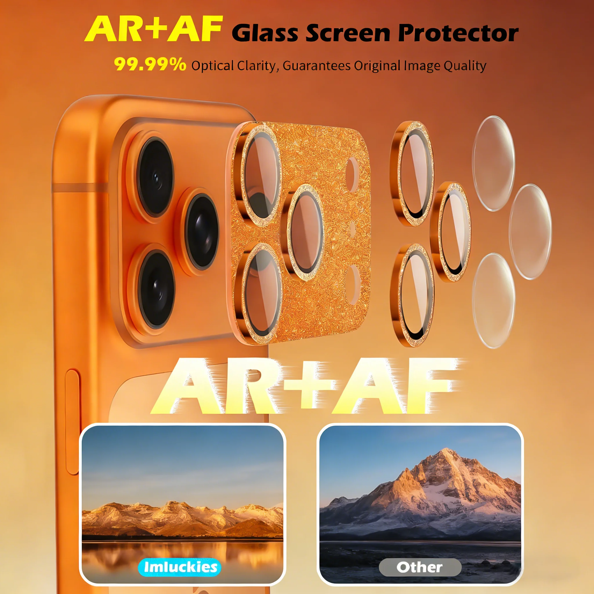 Glamorous Glitter Diamond Metal Camera Lens Protection Glass