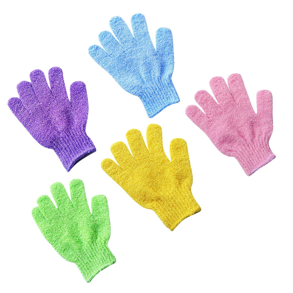 

Exfoliating Loofah Shower Mitts Double Sided Body Spa Scrubber Scrubbing Glove Bath Dead Skin Remover Mitt 5 Pairs