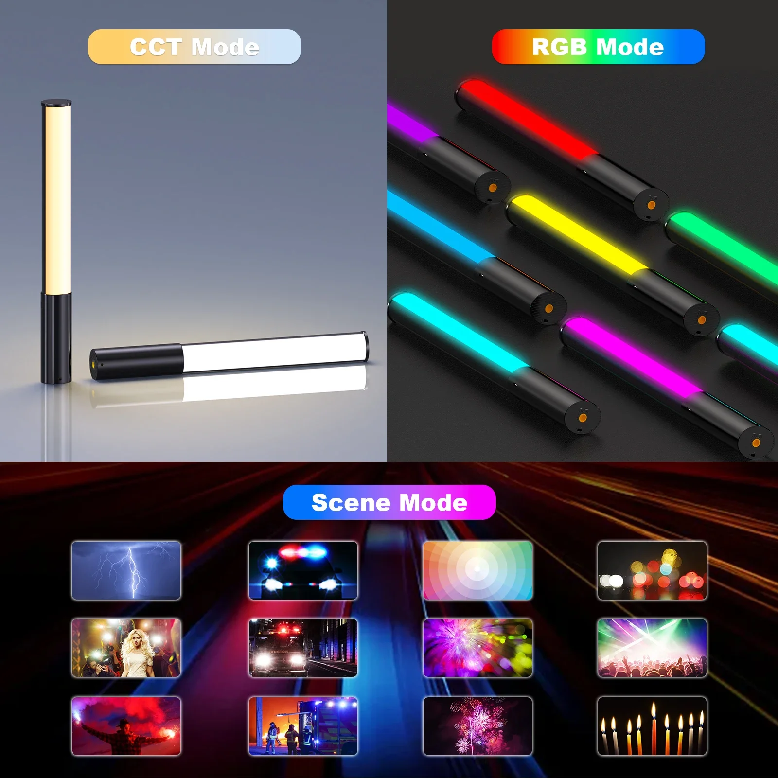 LUXCEO P400 RGB LED Light Wand – Handheld Colorful Photography & Video Lamp, CRI 95+, Adjustable 2500K-6500K