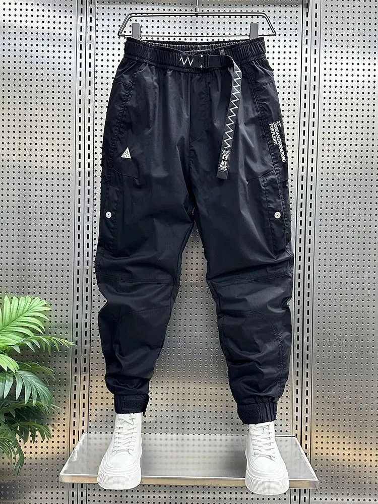 

Брюки-карго черные, спортивные брендовые штаны с широкими штанинами, Мужская одежда для бега на открытом воздухе