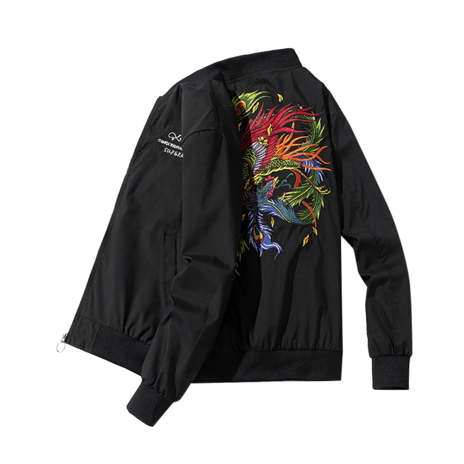 

Phoenix Embroidery Outerwear Chinese Style Jacket Coat Windbreak Bomber Jacket Leisure Japanese Style Baggy Men'S Retro Sudadera