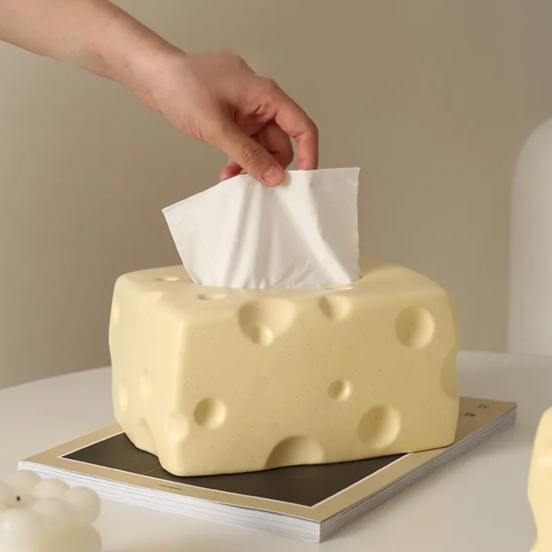

Nordic Ins Ceramics Cheese Tissue Box Paper Holder Tissue Box Living Room Bathroom Draw Paper Box Home Decoration Accessories