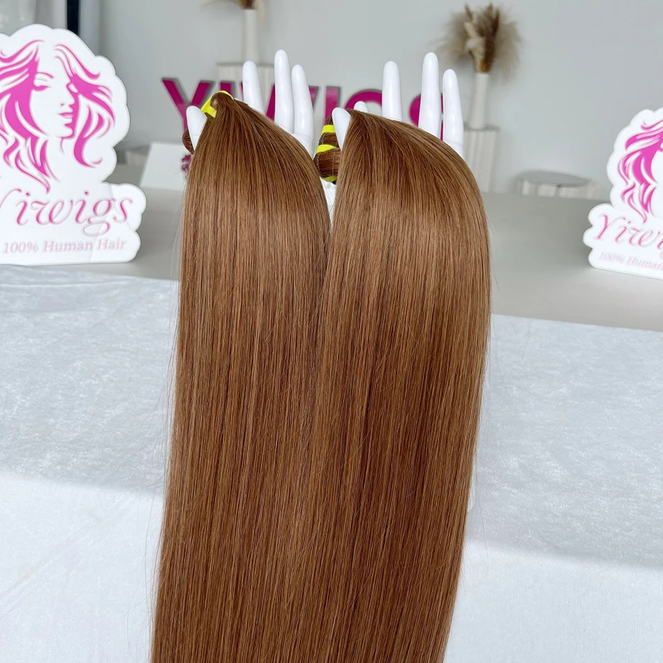 

Yiwigs 10A Grade #30 Colored Brown Raw Human Hair Bundles 100% 16-24 inches Straight Brazilian Bundles Extensions For Women