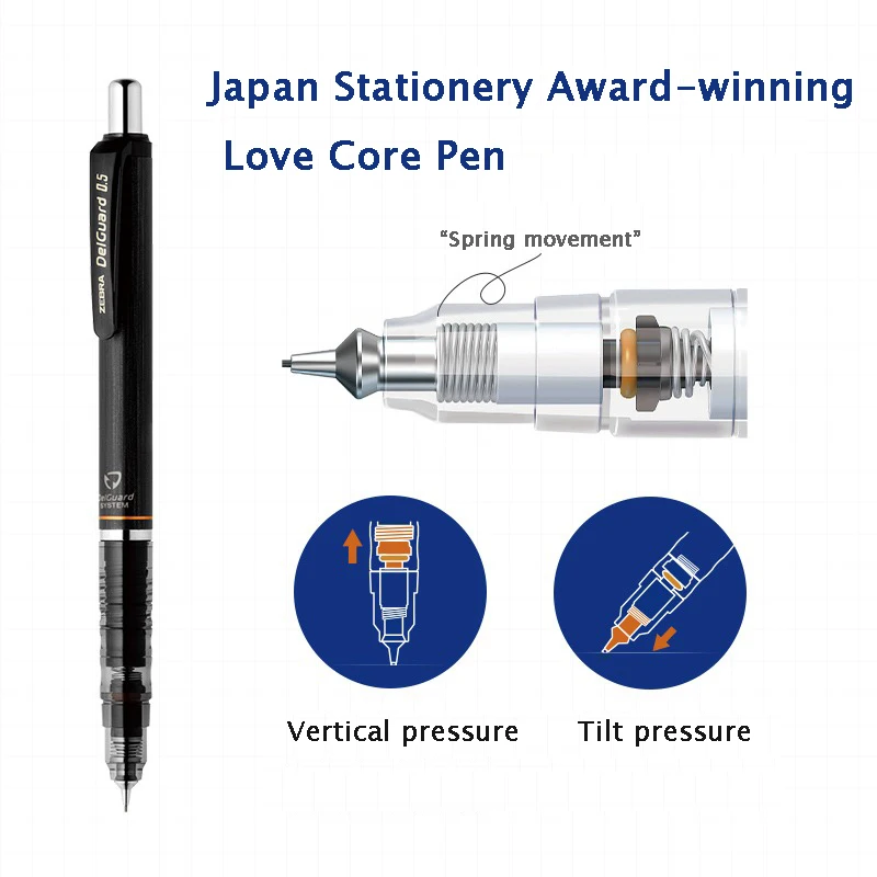 ZEBRA DelGuard Mechanical Pencil Japanese Stationery for Kids 0.3/0.5/0.7mm Unbreakable Automatic Pen Back to School Supplies 4