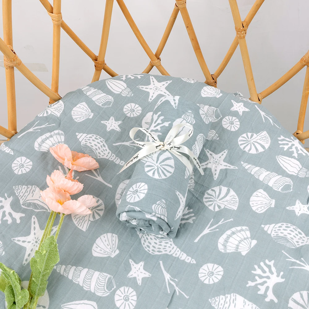 HappyFlute 1pc Baby Soft Muslin Swaddle 100% Cotton Blanket Comfortable Muslin Diaper 120*110cm For Kids 2