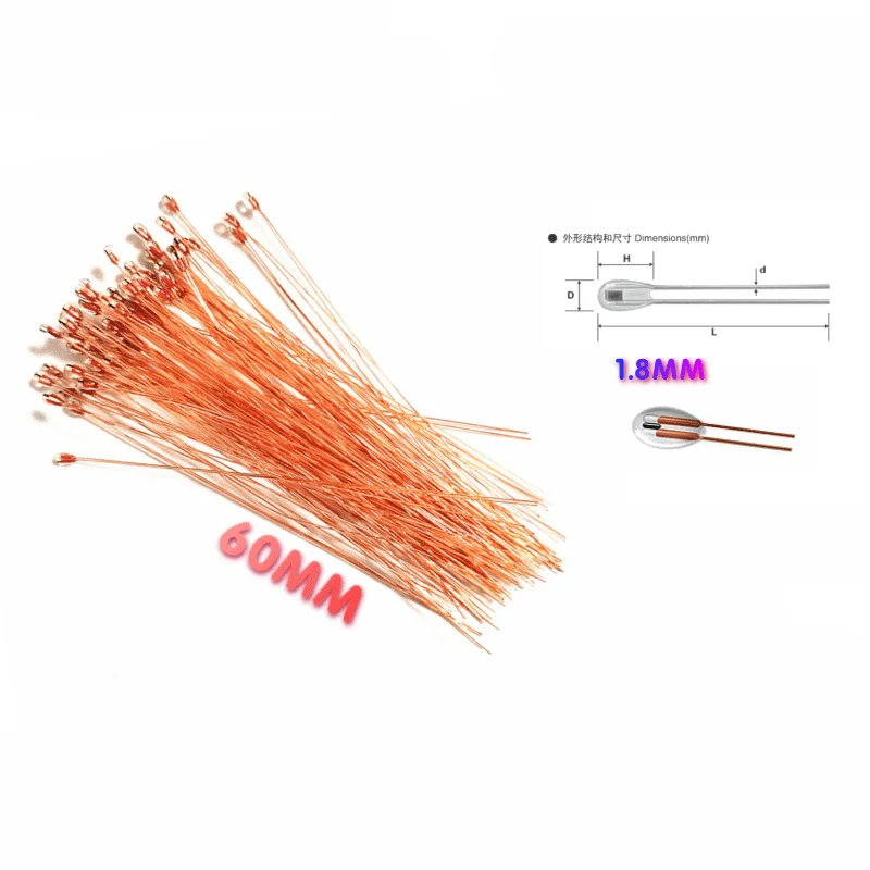 

Прецизионное стекло MF51 NTC 10K/50K/100K 3435 3470 3380 3950 60 мм Термистор, резистор отрицательной температуры для 3D-принтера, 10 шт.