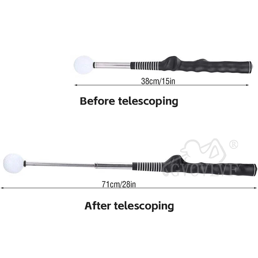 Rhythm Click Sound Telescopic Warm Up Golf Swing Trainer Correcting Gesturer Training Aid for Tempo Grip Strength Practice Stick