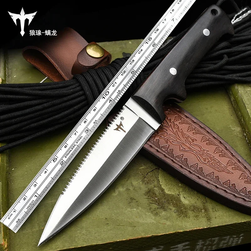 

Wolf 8CR13mov Steel Outdoor survival knife self-defense survival tactics straight knife Swiss high hardness military knife