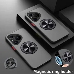 Enhanced Magnetic Ring Stand Protective Hard Case - Sleek and Durable Back Cover Shell for Huawei P60 Pro (Black)