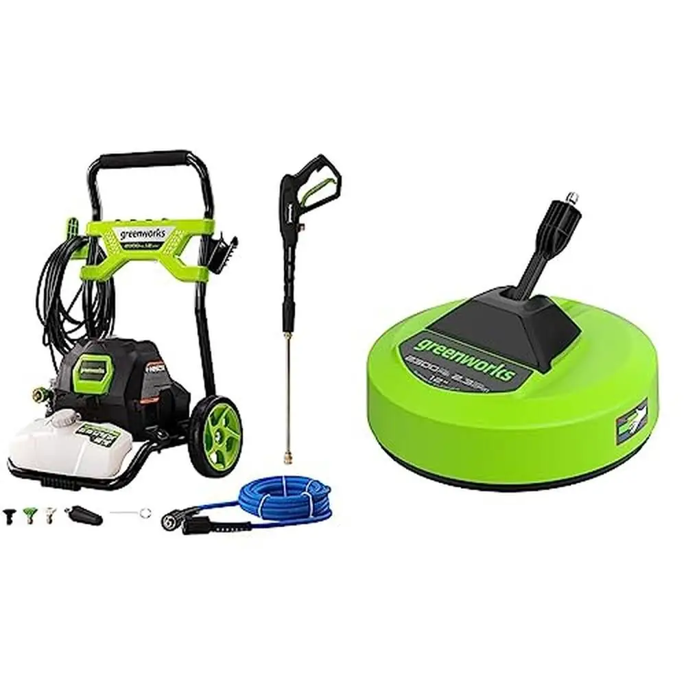 

2000 PSI 1.2 GPM Pressure Washer with 12" Surface Cleaner Attachment Ideal Patio Furniture Grills Walkways Powerful Motor Energy