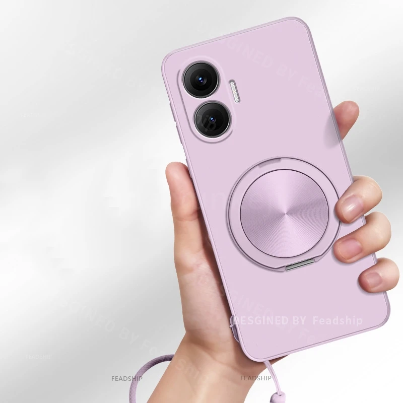 Silicone Phone Case with Magnetic Holder and Screen Protector Film