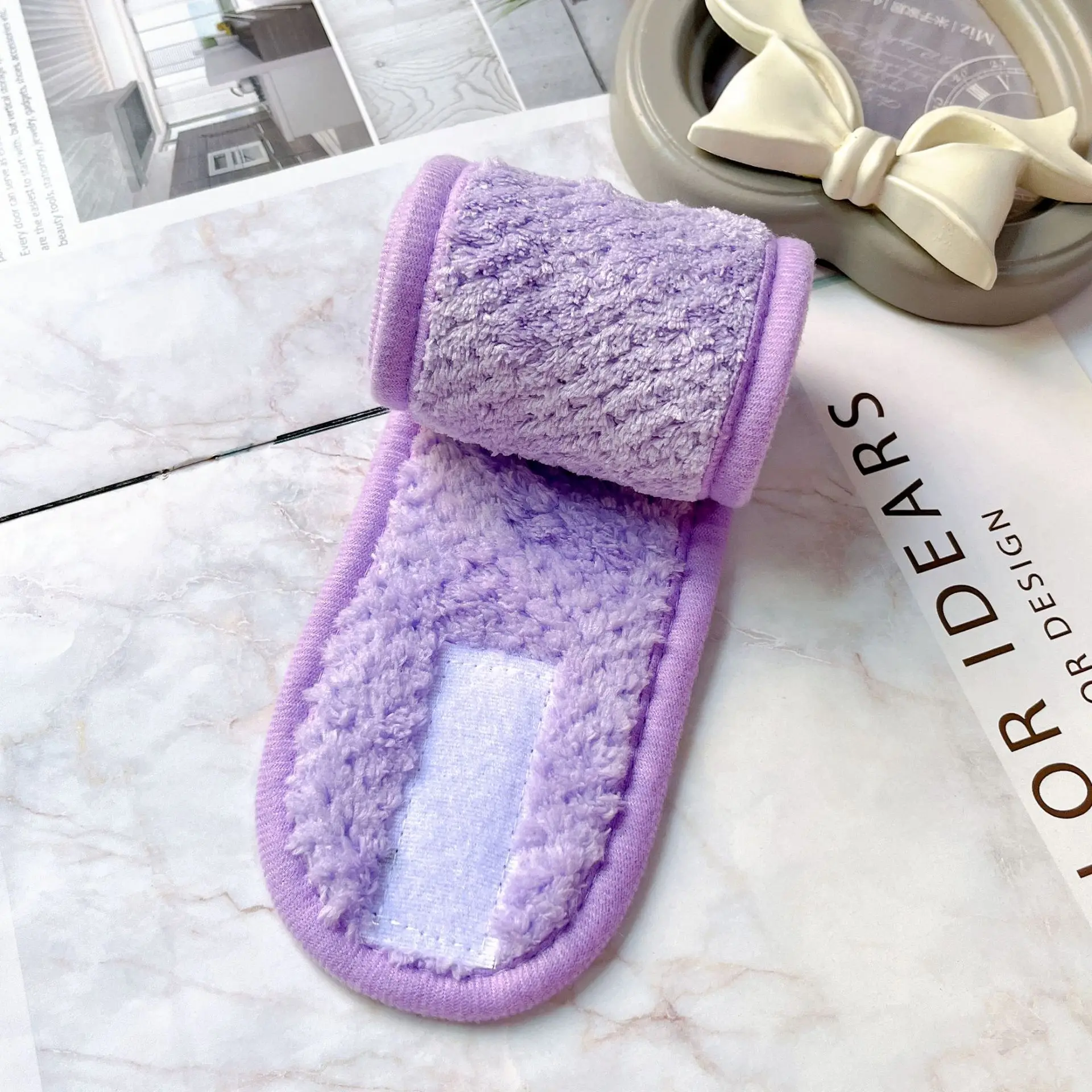 Fancylovesotio Spa-Stirnbänder 3er Set Mit Schleife – Weiches Flanell-Fleece, Dehnbar, Für Make-up, Waschen & Sport, In Violett