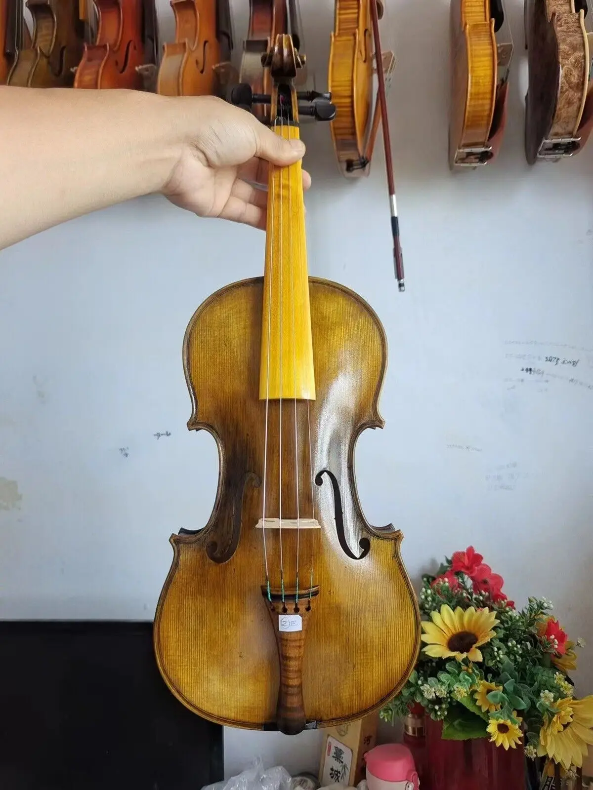 4/4 Violin baroque style European flamed maple back spruce top hand made No2