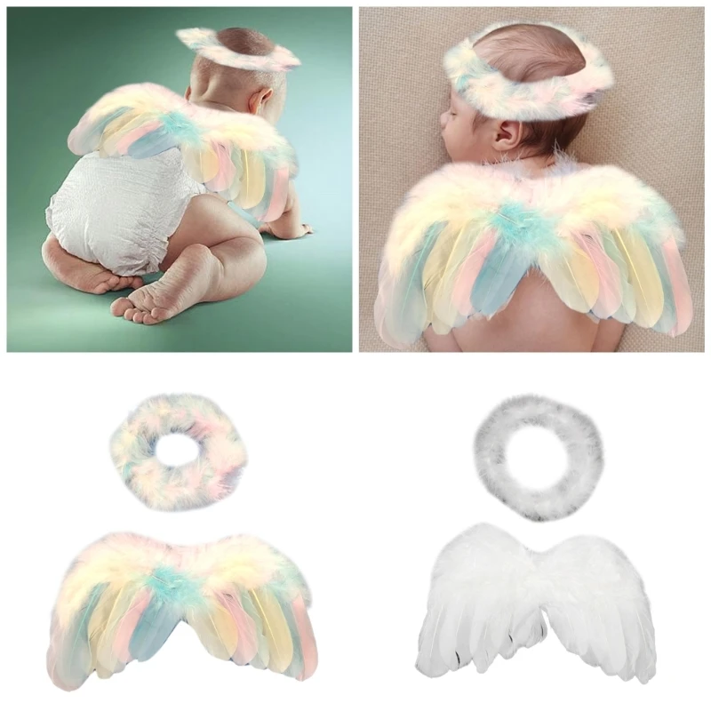 

Infant Photo Props Hairband Angel Wing Costume Newborn Photography Suit QX2D