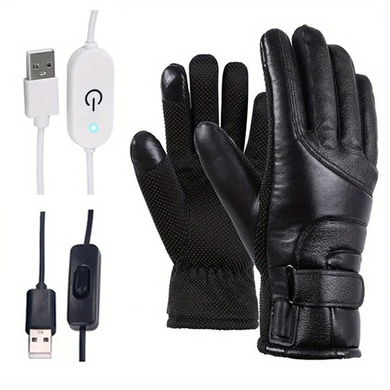 1 Pair USB Rechargeable Heated Hand Warmer Gloves Winter Warm Gloves Touch Screen Motorcycle Cycling Outdoor Hiking Gloves 6