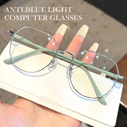 Metal Round Decor Round Glasses Women Anti Blue Light Computer Glasses Lentes Black Metal Spectacle Frame 0 Diopter 2024 Glasses