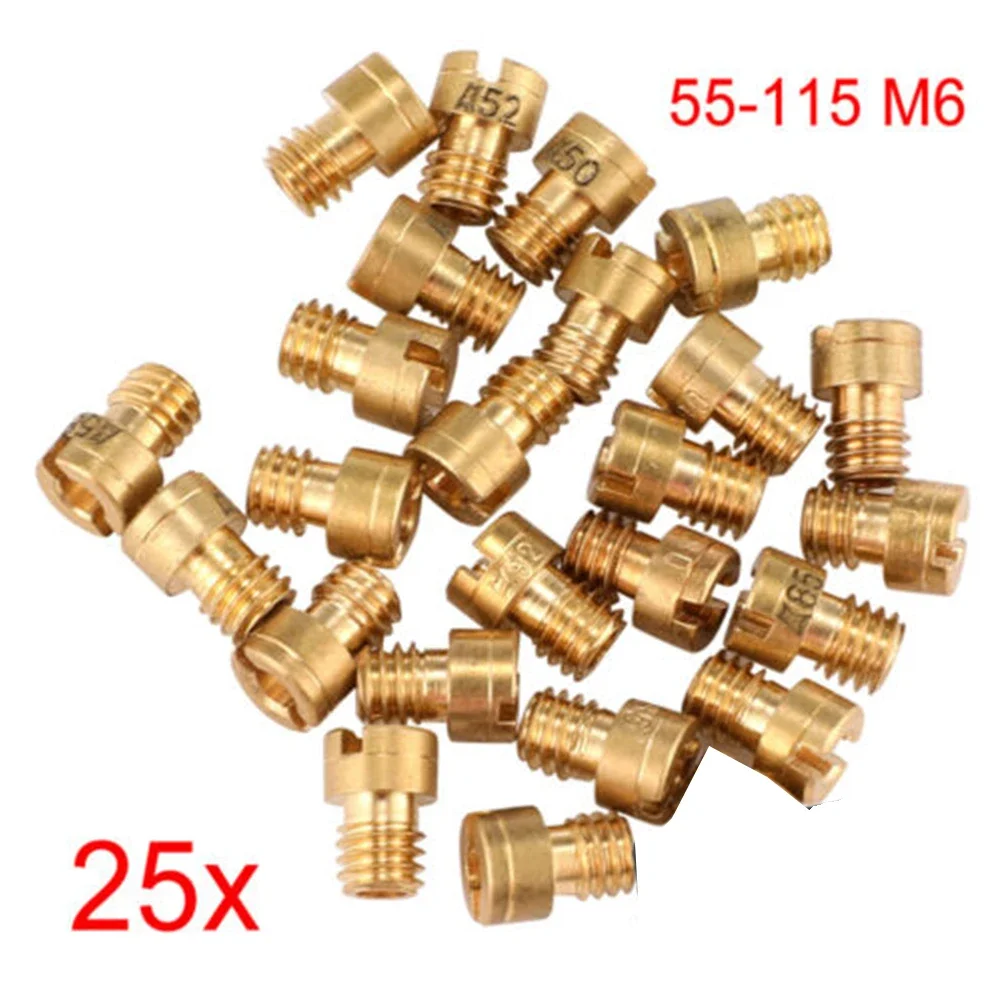 Motorcycle Carburetor 25pcs Carburetor Main Jet Set 55-115 M6 6mm Thread for Dellorto PHNL PHVA PHBH PHBN PHBG VHBT Carburetor Injector Nozzle