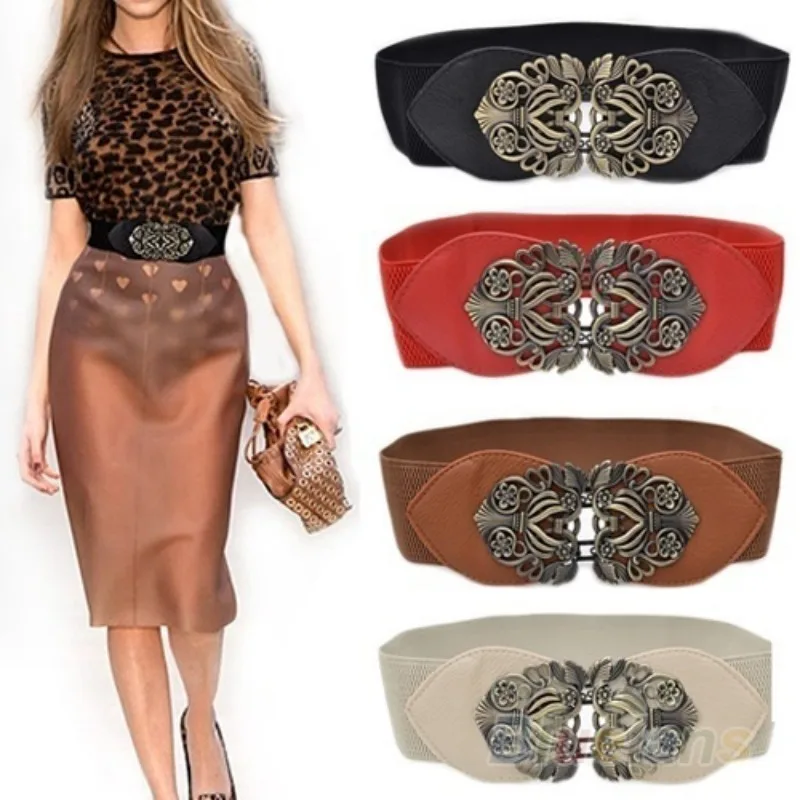 Palace Vintage Metal Carved Wide Belt New Fashion Accessories Alloy Flower Vintage Leather Belt Belt Straps for Women