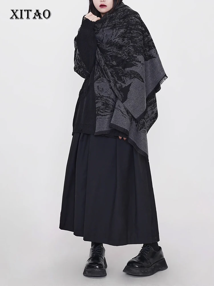 

XITAO темно-цветочный вязаный шарф, простой модный винтажный Женский Теплый Универсальный Зимний новый шарф, 2023 HQQ2148