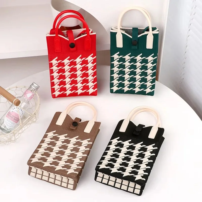 New Fashion Shoulder Bag Mini Knitted Phone Bag Korean Edition Multi Functional Urine Carrying Creative Changes Storage