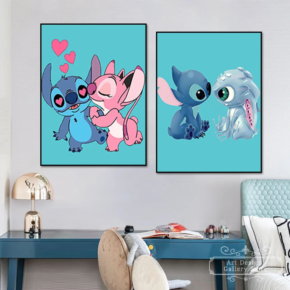 Disney Cartoon Cute Lilo and Stitch Poster Kawaii Stitch Canvas Painting  Kids Room Decor Wall Art Mural Pictures Home Decor - AliExpress