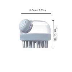 Pet Bath Brush with Soft Silicone & Shampoo Dispenser for Gentle Grooming and Cleaning (Grey)