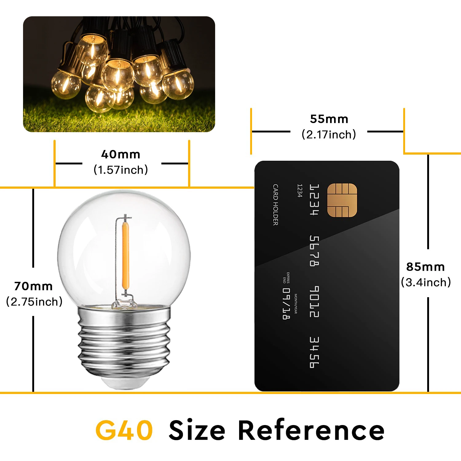 Description Picture 4 of item15PCS Vintage Globe Led Edison Bulb G40 1W Low wattage Dimmable E27 220V 2700K Equal 11W Vintage Replace Bulb For String Lights