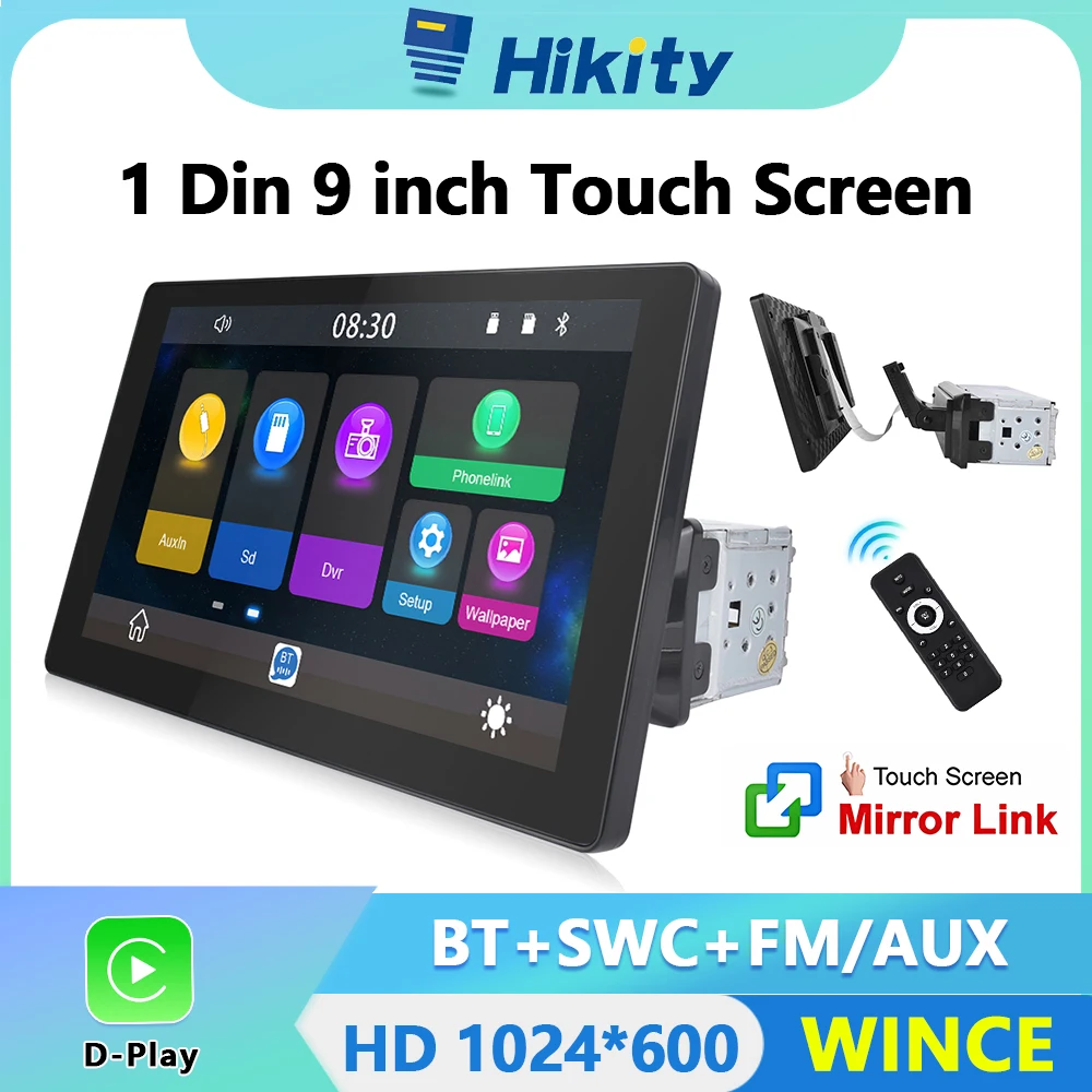 Hikity Universal 9 ''Car Multimedia Player Touch Screen Car Stereo Radio Support Tf/Usb Telecamera Per Retromarcia Ricevitore Fm Bluetooth