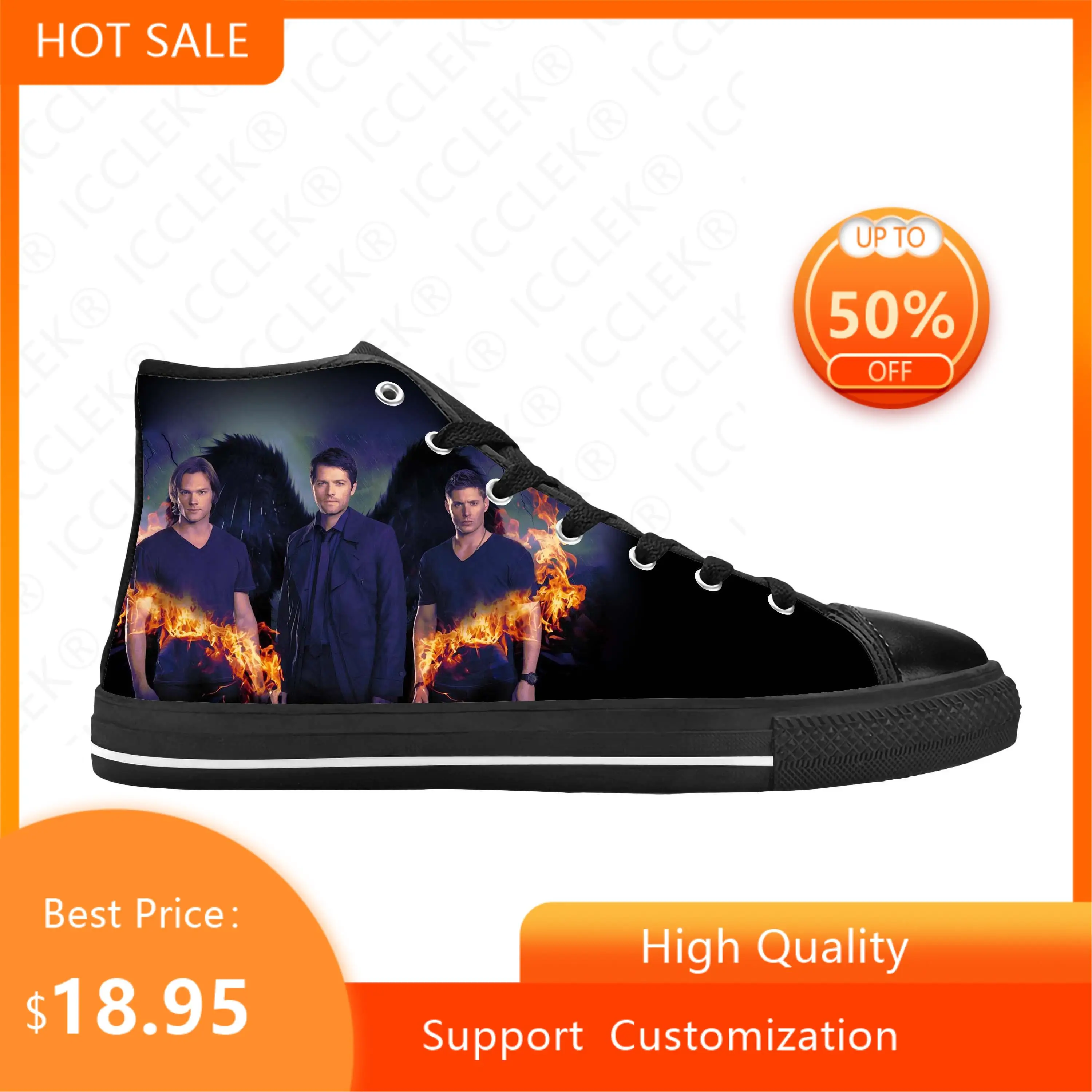 Supernatural Winchester Bros Horror Anime Cartoon Casual Cloth Shoes High Top Comfortable Breathable 3D Print Men Women Sneakers 5