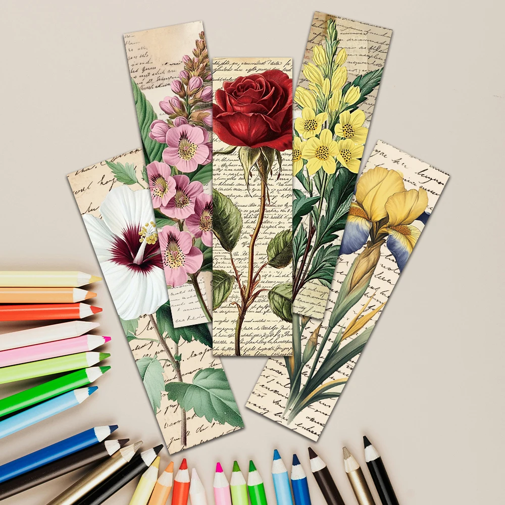 30 Stück Retro Ästhetische Blumen Papier Lesezeichen DIY Student Reader Buch Seite Markierung Bibliothek Büro Journal Seitenmarkierungen – Detail 9