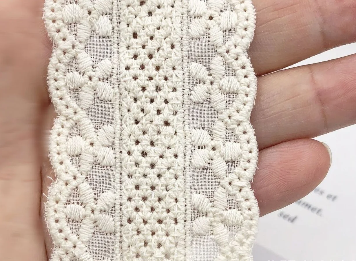 9.5-10yards/Lot 4.2cm Wide White Beige Cotton Double Side diy Home Garden Fabric Decoration Lace 5cm X987