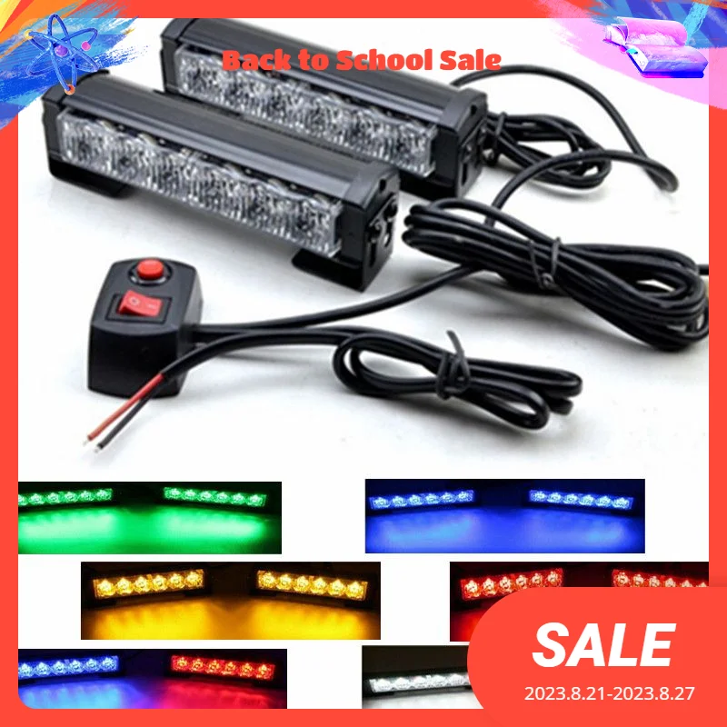 Strobe Lights Auto Dash Police Warning Flash Light 2x 6LED Car