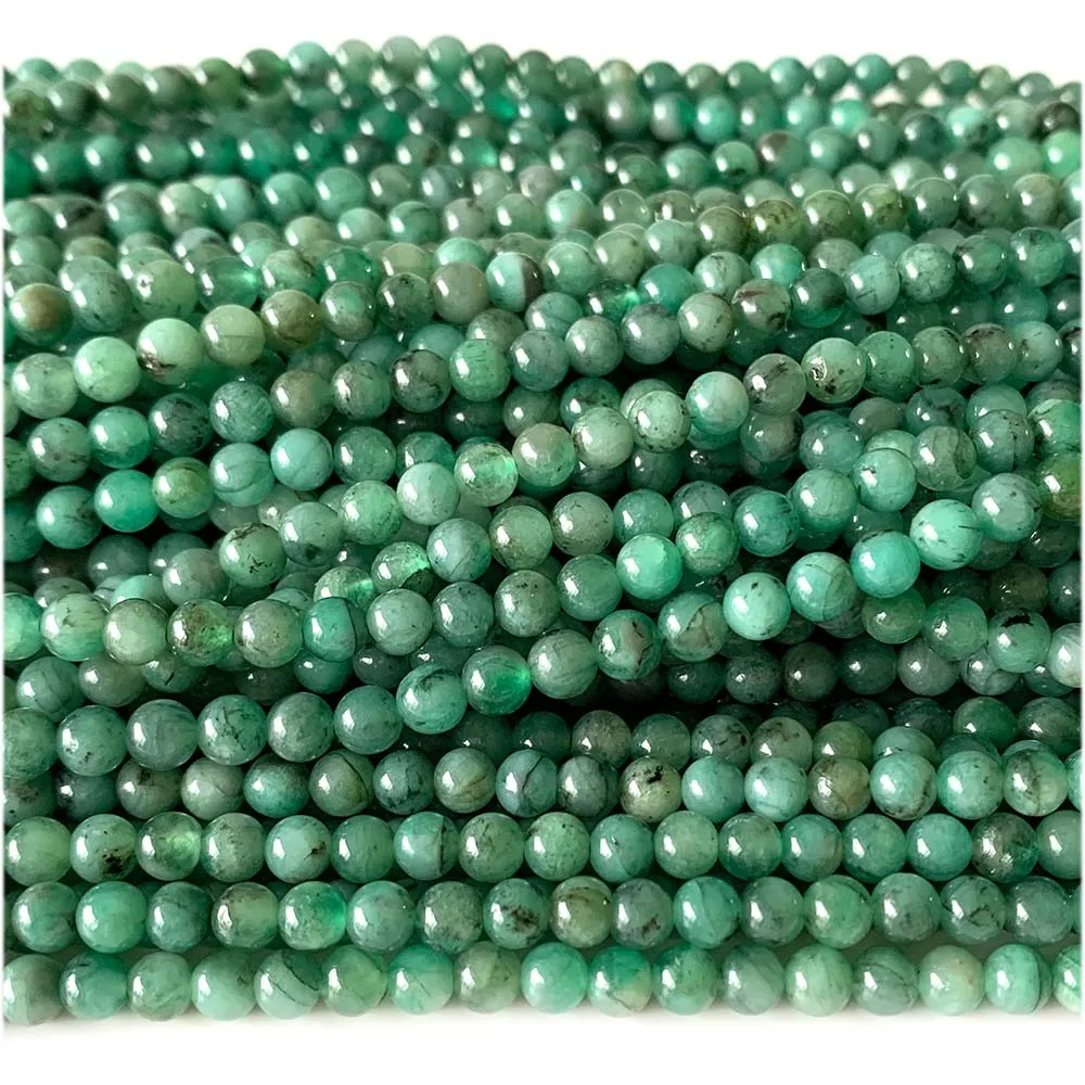 Veemake Natural Green Emerald Round Semi-precious Jewelry Stones Gemstones Beads 07910 4