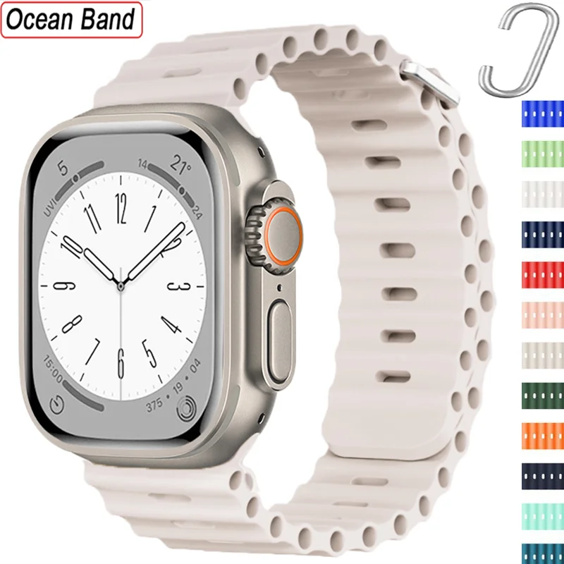

Силиконовый ремешок для Apple Watch Ultra Band, силиконовый оригинальный браслет для iWatch Series 8 7 6 3 5 4 9 2, 49 мм 44 мм 45 мм se 40 мм 41 мм 42 мм