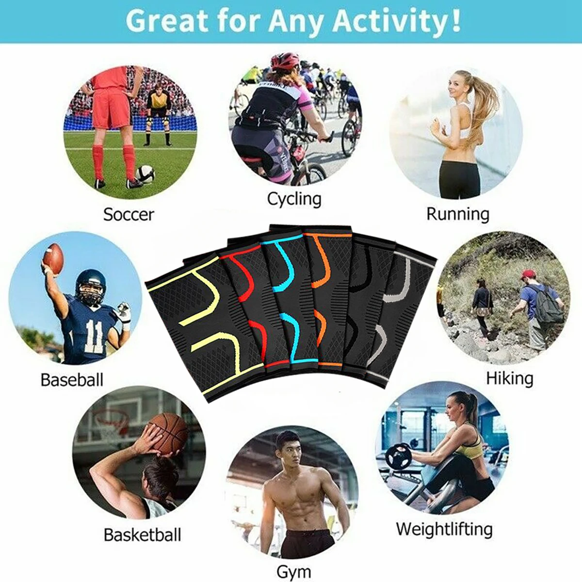 1PCS Elastic Sports Leg Knee Support Brace Wrap Protector Leg Compression Safety Pad Hiking Cycling Running Fitness Knee Pad