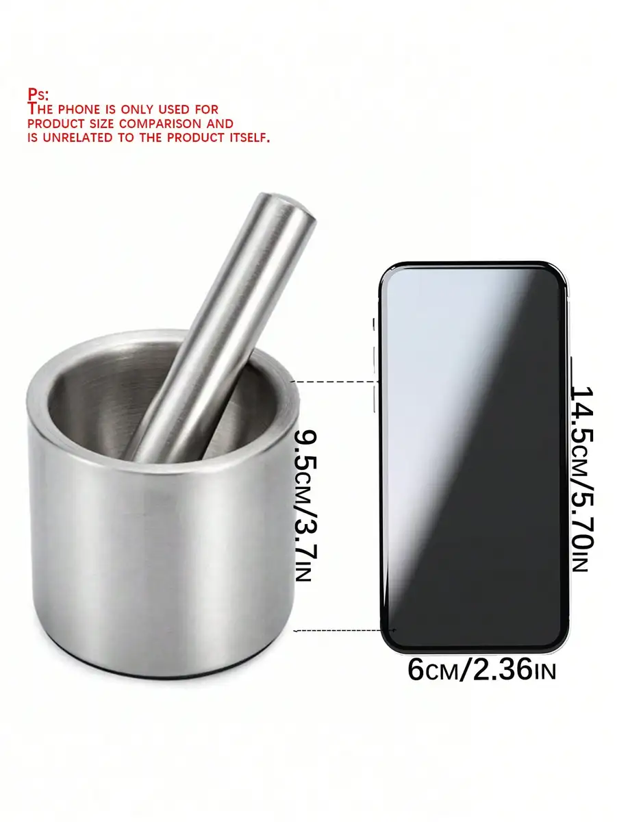 1pc 304 Stainless Steel Garlic Masher, Manual Mortar And Pestle Grinder For Making Garlic Paste, Crushed Herbs And Spices — view 3
