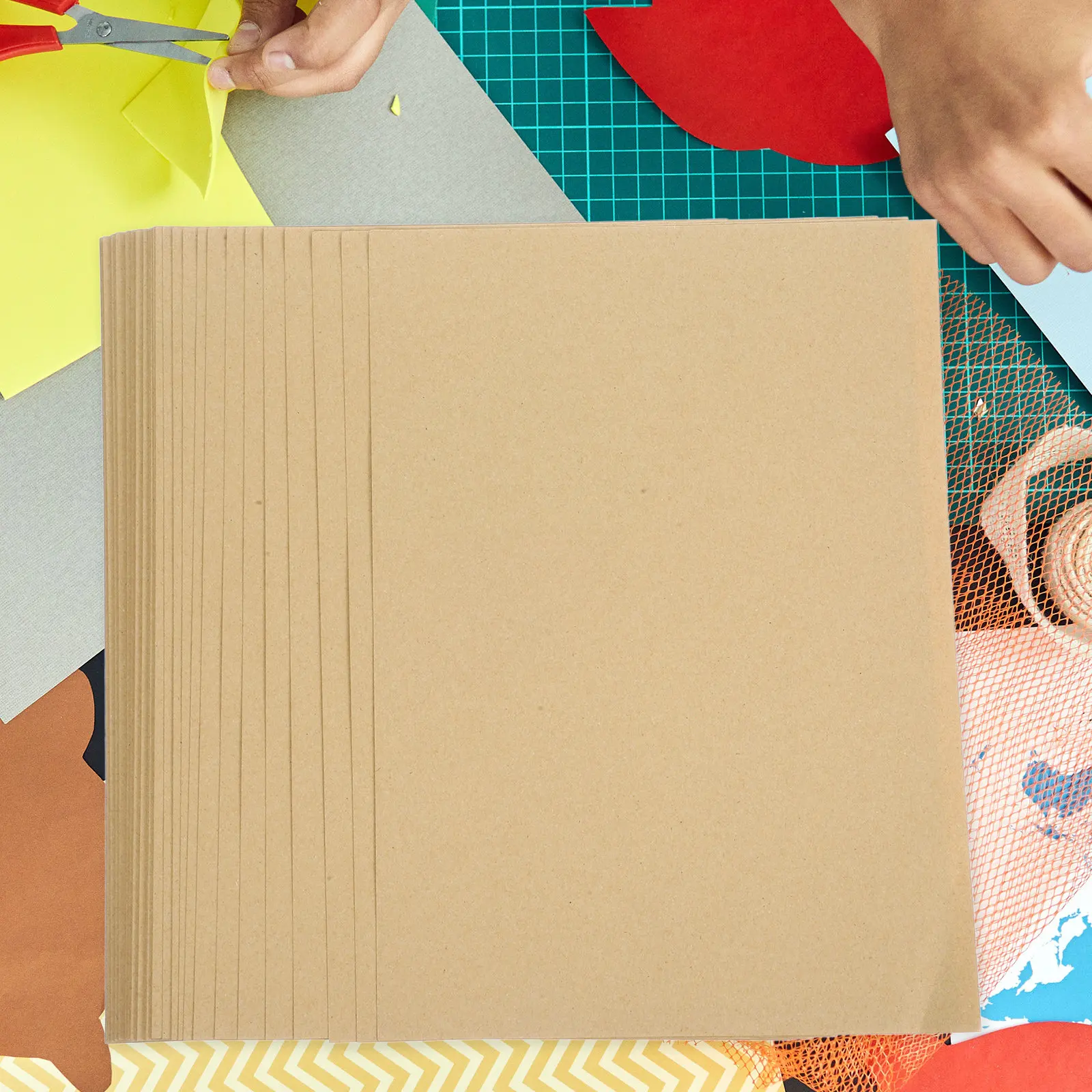 1팩 A4 크라프트 종이 시트 두꺼운 갈색 카드지 DIY 프로젝트용 노트 커버, 달력, 다이어리, 스크랩북킹용
