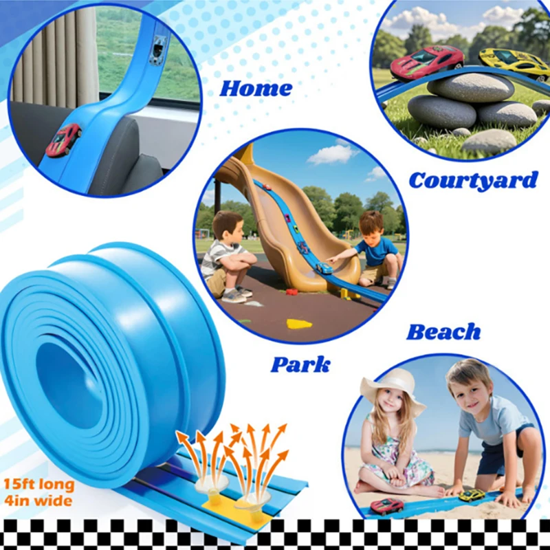 Flexible PVC Double Track Racing Car Ramp for Kids