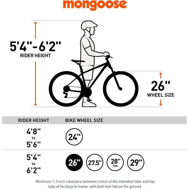 Mongoose Malus Mens and Women Fat Tire Mountain Bike, 26-Inch Bicycle Wheels, 4-Inch Wide Knobby Tires, Steel Frame 6